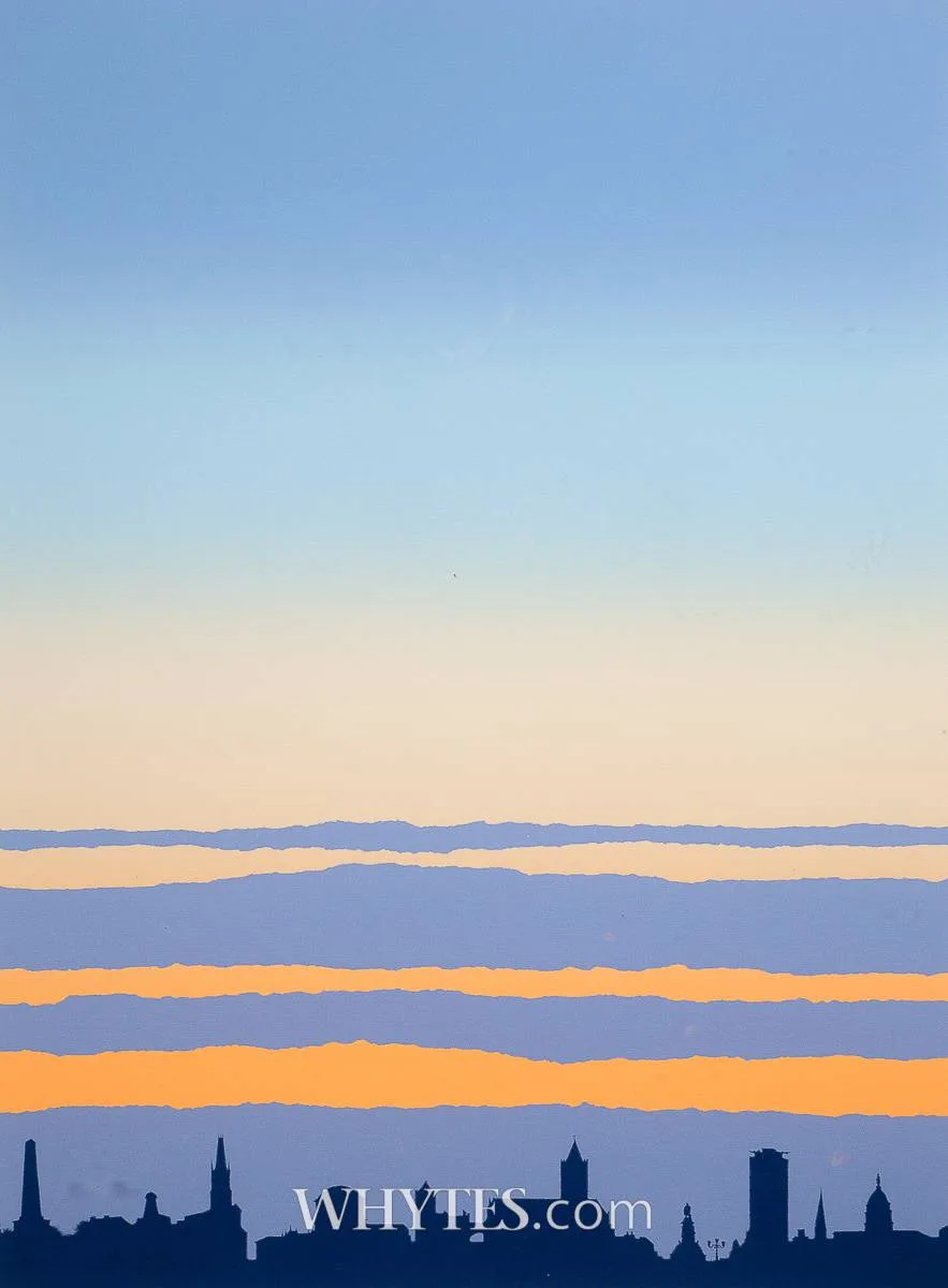 A NEW DAWN [DUBLIN SKYLINE] by Robert Ballagh, 1988, screenprint; (no. 92 from an edition of 300), sold Mar 2025