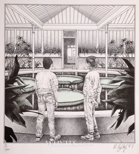 Robert Ballagh, LILY HOUSE, BOTANIC GARDENS, DUBLIN, 1987, screenprint; (no. 52 from an edition of 300)