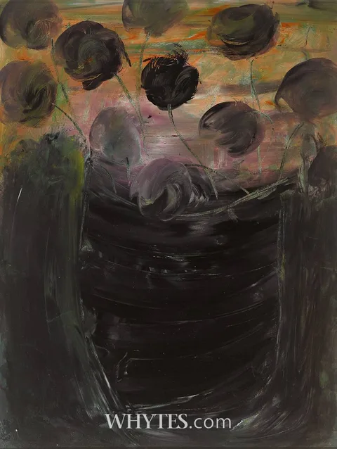 Basil Blackshaw, BLACK TULIPS, acrylic on panel