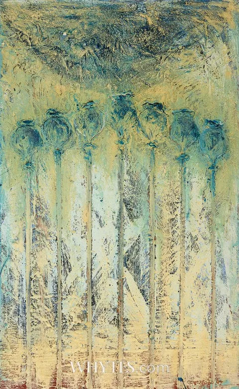 Helen Comerford, UNTITLED, [POPPIES SERIES], 2004, encaustic painting on panel