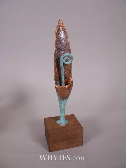 Liam Butler, CELTIC LEAF, recycled copper on wooden base