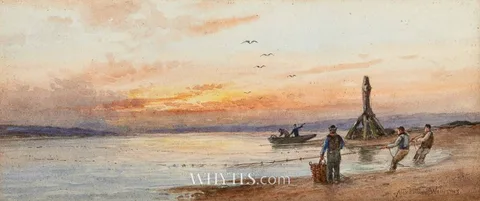 Alexander Williams, PULLING IN THE CATCH, watercolour