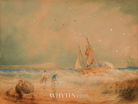 Copley Fielding, OFF BEACHY HEAD, SUSSEX, watercolour heightened with white