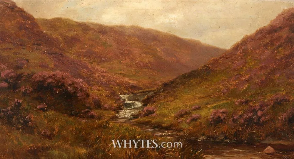 MOUNTAIN RIVER VALLEY by Alexander Williams, oil on board, offered Mar 2025