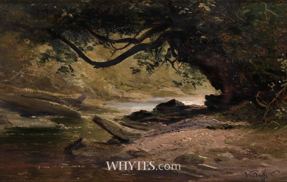 STUDY IN THE DARGLE, COUNTY WICKLOW by Patrick Vincent Duffy, oil on board, offered Mar 2025