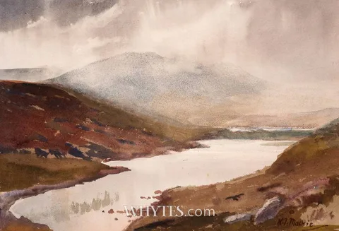 LOUGH AGARROWEN, CREESLOUGH, COUNTY DONEGAL by Kathleen Isabella Mackie, watercolour, offered Mar 2025
