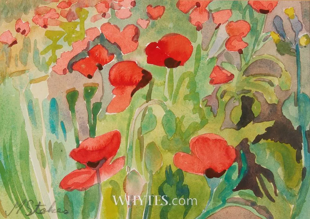 Margaret Stokes, POPPIES, watercolour