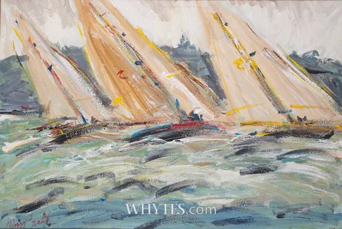 Marie Carroll, REGATTA AT DUN LAOGHAIRE, oil on card