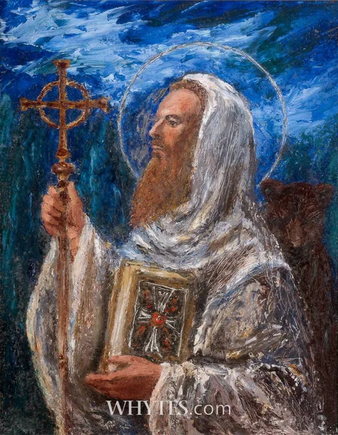 William J. Dowling, FIGURE WITH CELTIC CROSS, oil on board