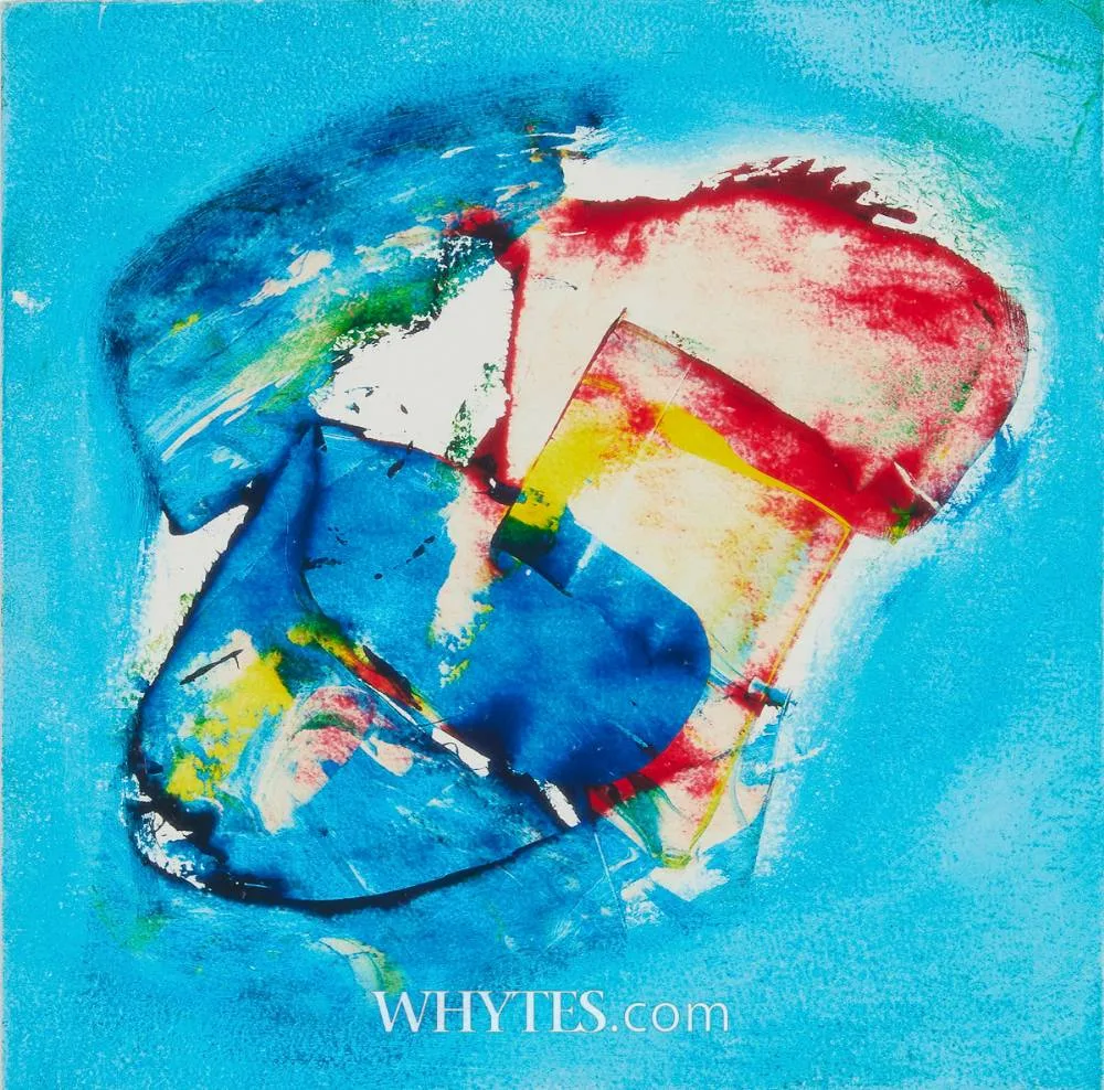 Geoff Rhind, BLUE AND RED, oil on card