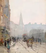 Rose Maynard Barton, SUNSET TOWARDS ST. ANDREW'S CHURCH, FROM NASSAU STREET, DUBLIN
