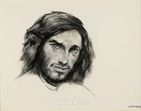Seán Keating, STUDY OF A YOUNG MAN, charcoal