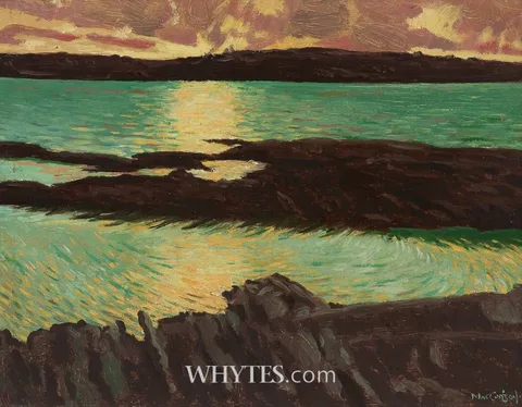 KERRY SUNSET by Maurice MacGonigal, oil on board, sold Mar 2025