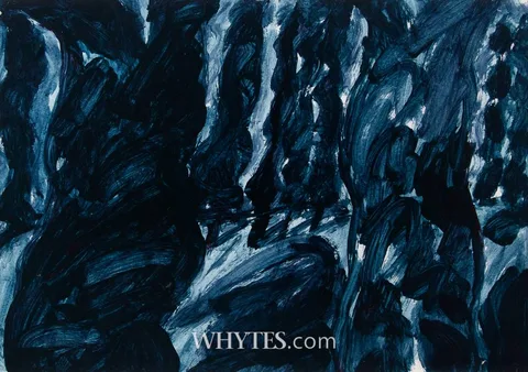 BLUE NIGHT LANDSCAPE by William Crozier, gouache on paper, sold Mar 2025
