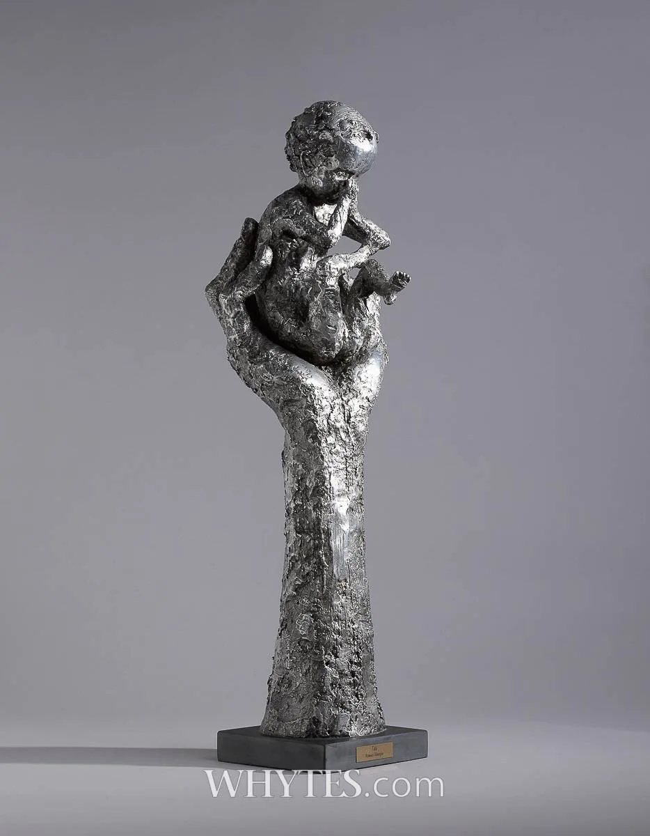 EGG by Rowan Gillespie, 1979, aluminium on marble base; (unique), sold Mar 2025