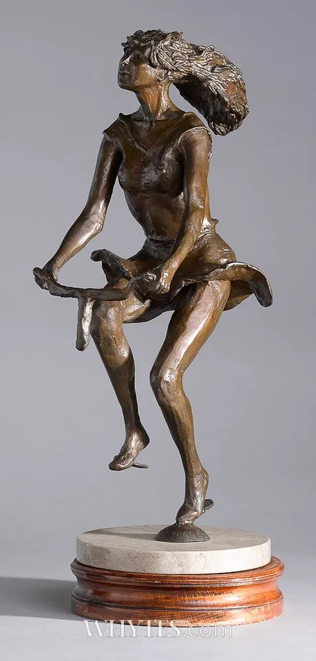 James Osborne, GIRL ON A BIKE, 1984, bronze on marble and wood base; (unique)