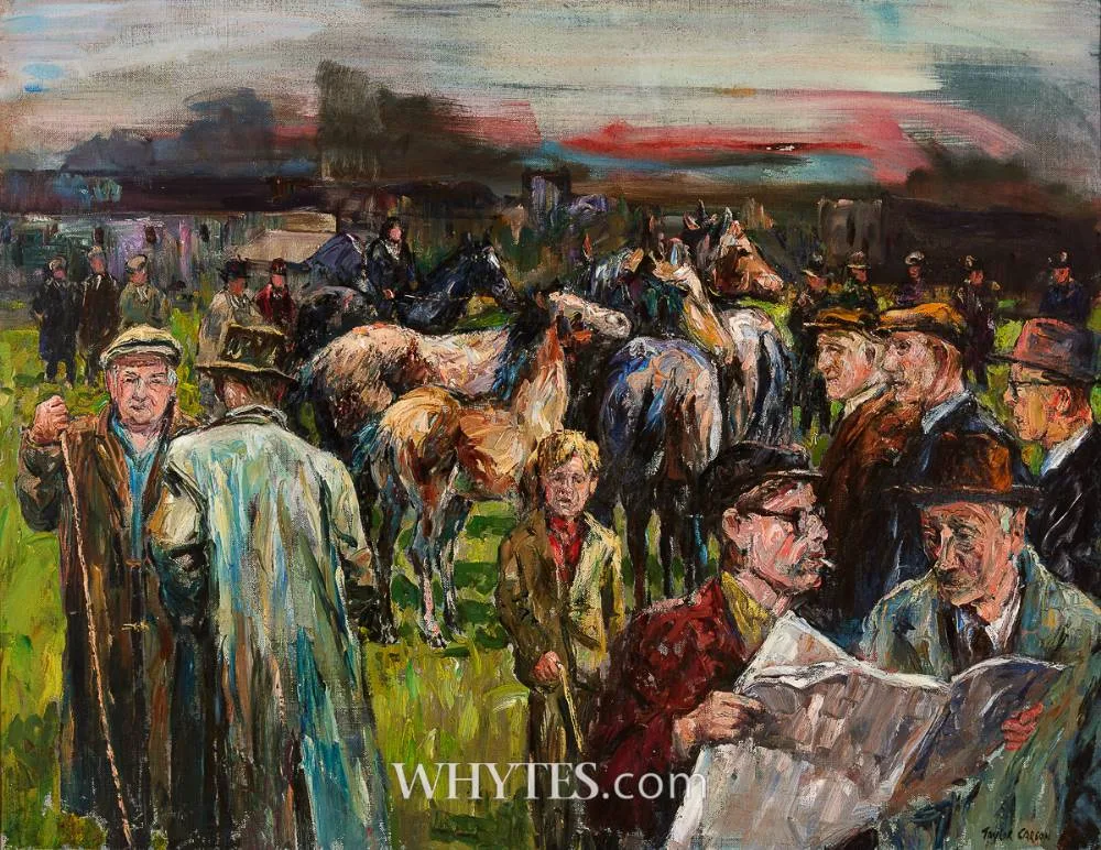 THE APRIL FAIR by Robert Taylor Carson, oil on canvas, sold Mar 2025