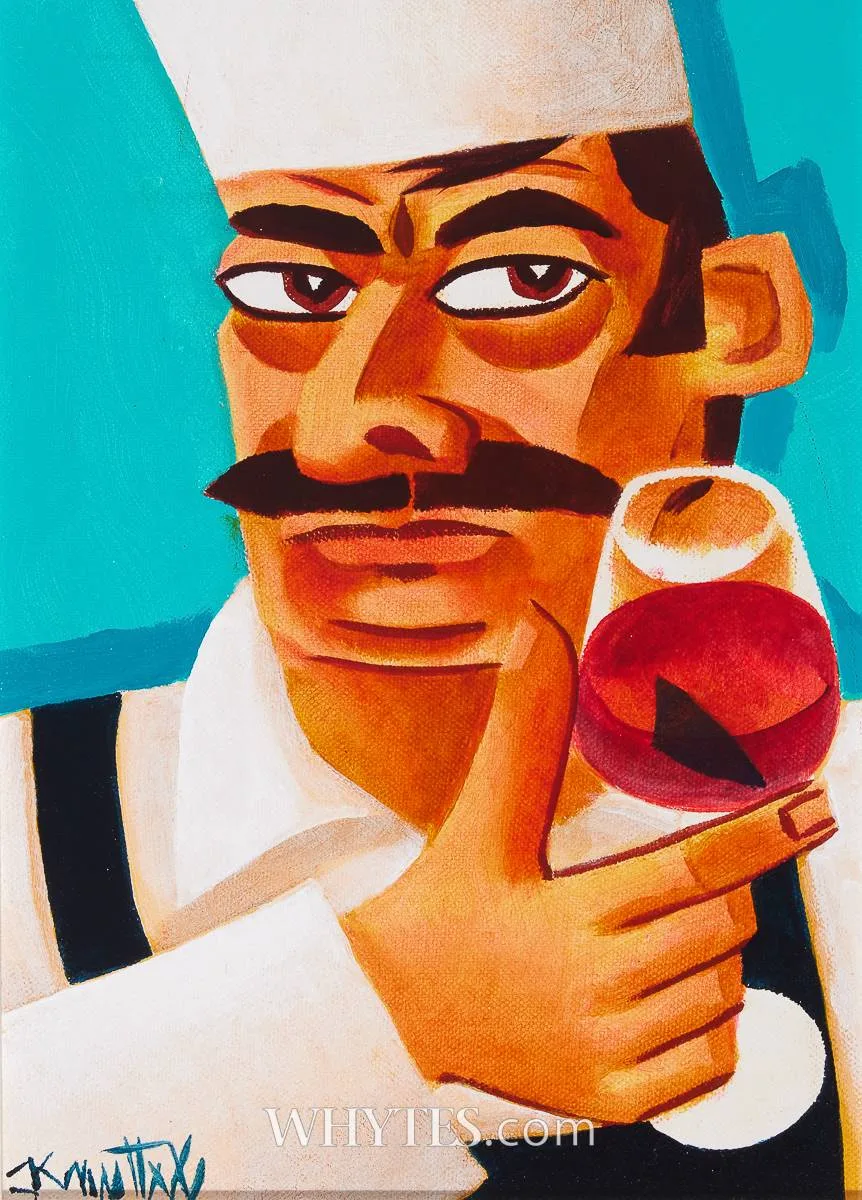 CHEF'S TIPPLE by Graham Knuttel, oil on canvas, sold Mar 2025