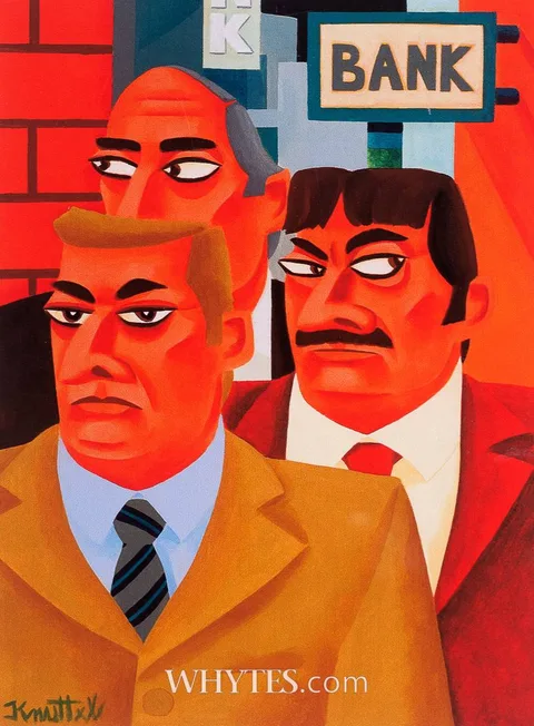 THE BANK MANAGERS by Graham Knuttel, print; (no. 130 from an edition of 2000), sold Dec 2024