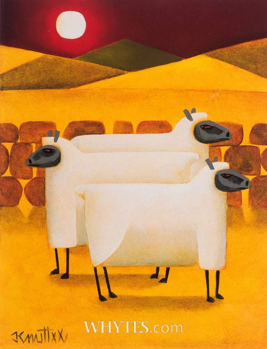 THREE SHEEP by Graham Knuttel, print, sold Dec 2024
