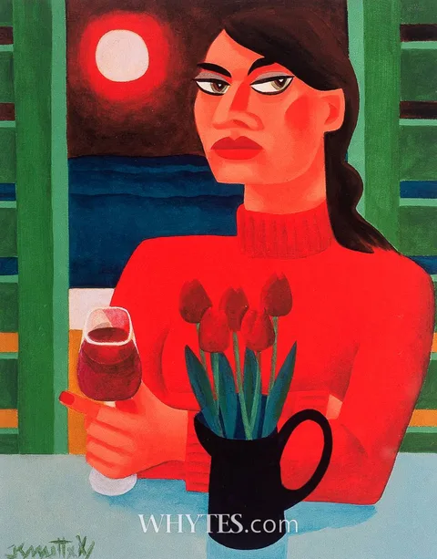 WOMAN WITH TULIPS by Graham Knuttel, print; (no. 85 from an edition of 2000), sold Dec 2024