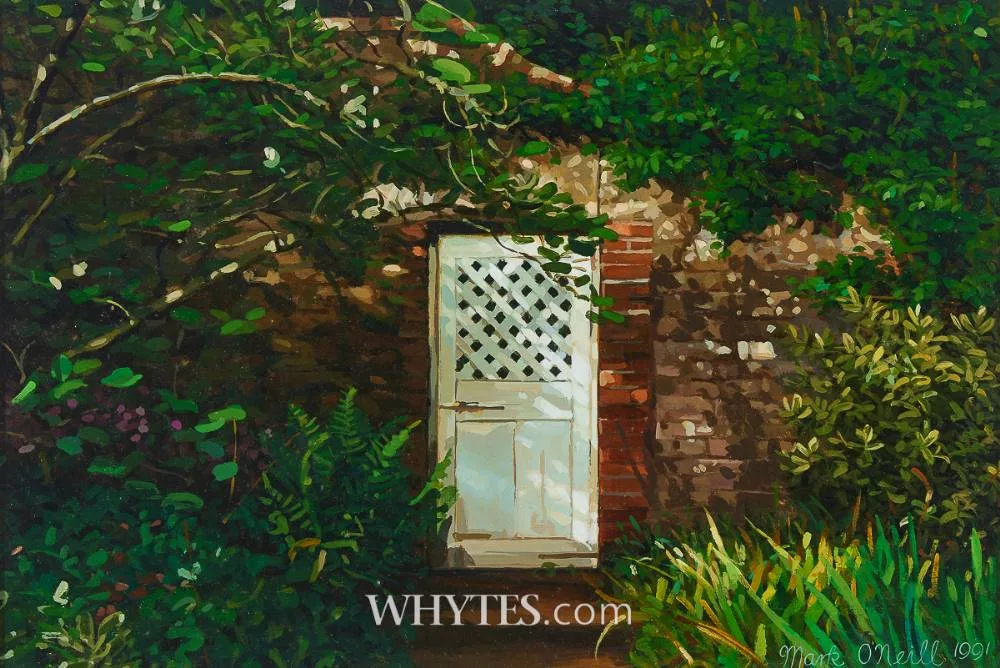 GARDEN DOOR by Mark O'Neill, 1990, oil on board, sold Dec 2024