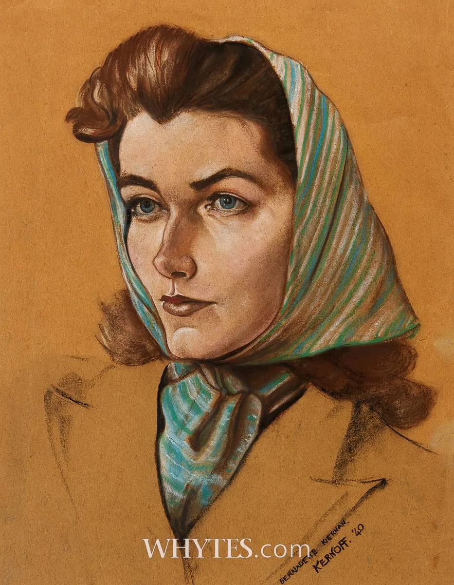 BERNADETTE KIERNAN by Harry Kernoff, 1940, pastel on tinted paper, offered Dec 2024