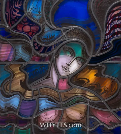 George Walsh, FEMALE FIGURE, painted stained-glass panel