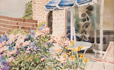 GARDEN SCENE by Father Jack P. Hanlon, watercolour, offered Dec 2024