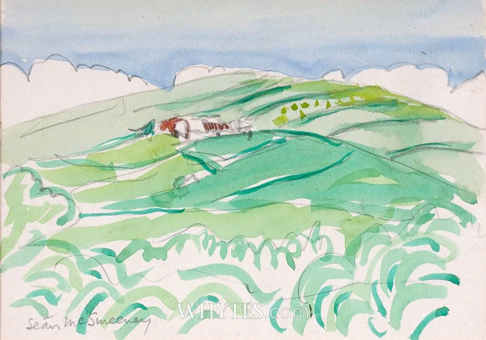 FIELD, SLIGO by Seán McSweeney, watercolour and pencil, sold Dec 2024