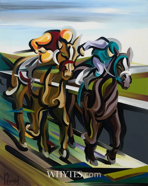 Simon P. Meyler, HORSE RACE, acrylic on canvas
