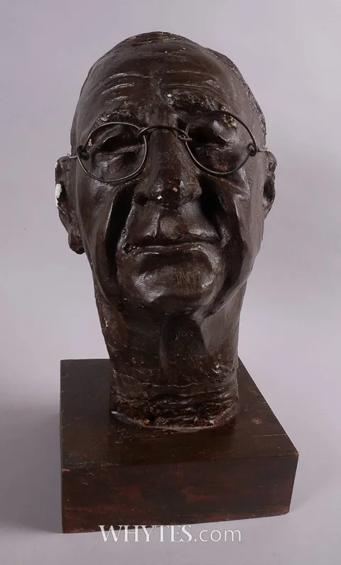 BUST OF ÉAMON DE VALERA by Cynthia Moran Killeavy, painted plaster; (unique), offered Dec 2024