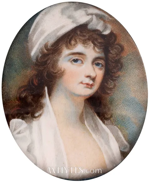 PORTRAIT OF ELIZABETH KELLY (NÉE TIGHE) by 19th Century Irish School, oil on card; (miniature), sold Dec 2024