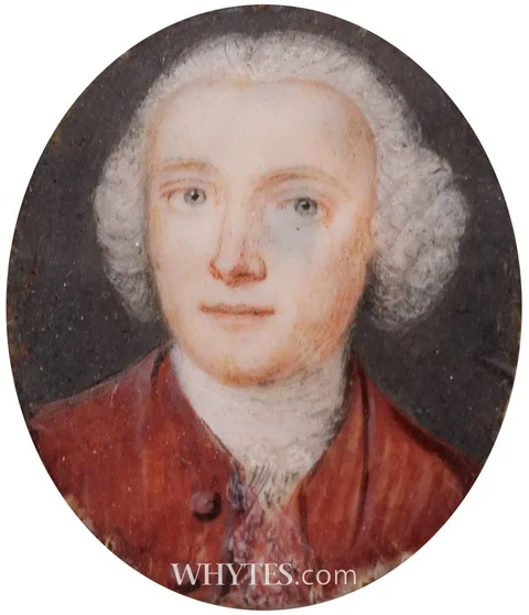 Nathaniel Hone, PORTRAIT OF JUDGE THOMAS KELLY (1730-1809), c.1760, oil on card; (miniature)