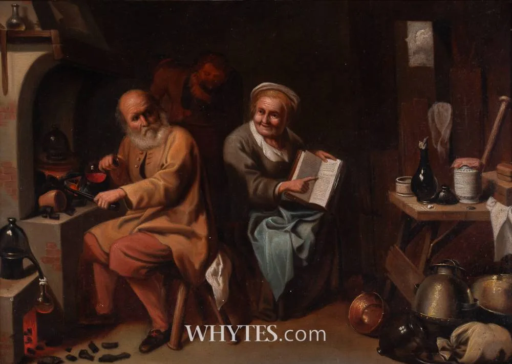 G. Debbie, THE APOTHECARY SHOP, 1894, oil on panel