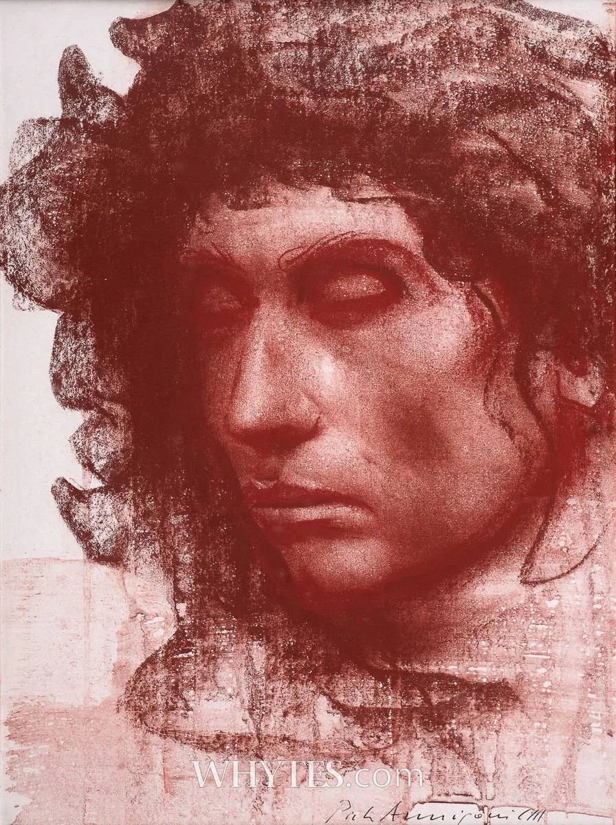 Pietro Annigoni, UNTITLED, red chalk and wash on paper mounted on board