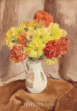 Moyra Barry, STILL LIFE WITH FLOWERS AND ANTIQUE VASE