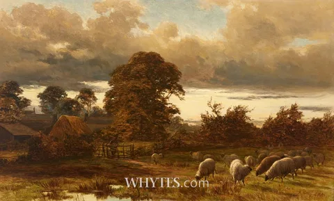 Alfred Grey, SHEEP AT EVENING, oil on canvas