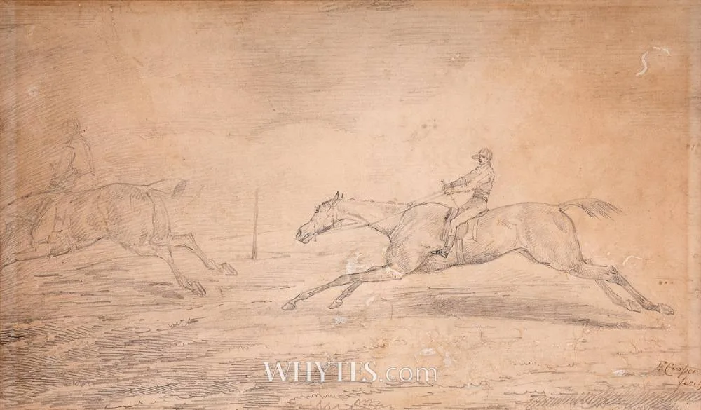 TOWARD THE FINISH by Edwin Cooper, pencil, offered Dec 2024
