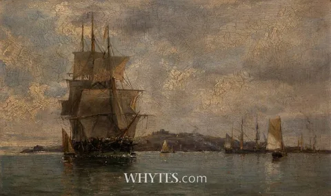 Edwin Hayes, FALMOUTH HARBOUR, 1881, oil on canvas