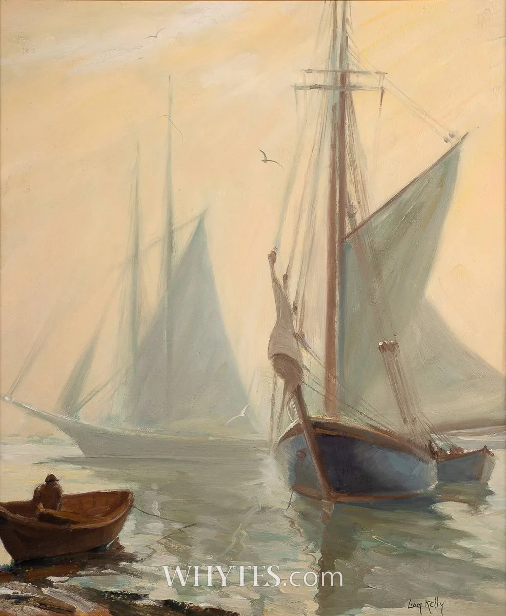 Liam Kelly, FOGGY EVENING, oil on board