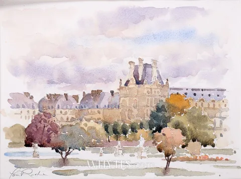 Tom Roche, LOUVRE MUSEUM, PARIS, watercolour