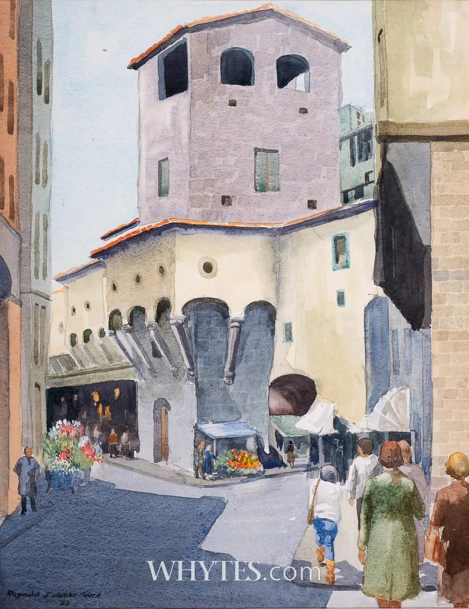Reginald J. Hobbs, VIEW OF THE PONTE VECCHIO - FLORENCE, watercolour