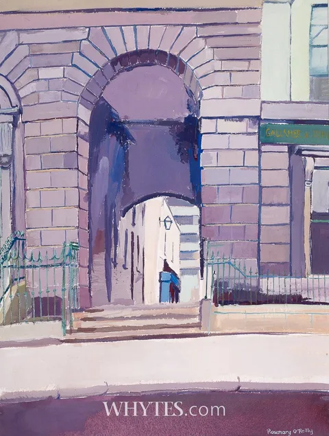 MERCHANTS ARCH, DUBLIN by Rosemary O'Reilly, 1982, watercolour, offered Dec 2024