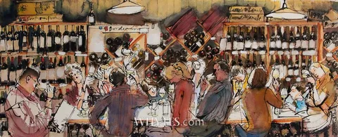 John Short, WINE BAR SCENE, 2005, lithograph; (no. 39 from an edition of 100)