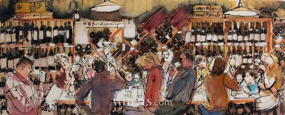 WINE BAR SCENE by John Short, 2005, lithograph; (no. 39 from an edition of 100), sold Dec 2024