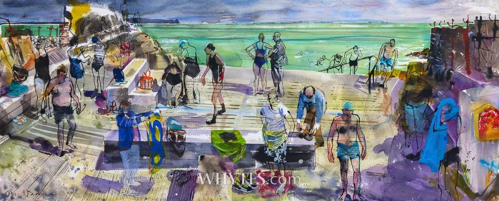 John Short, FORTY-FOOT BATHERS, SANDYCOVE, COUNTY DUBLIN, lithograph; (artist's proof)