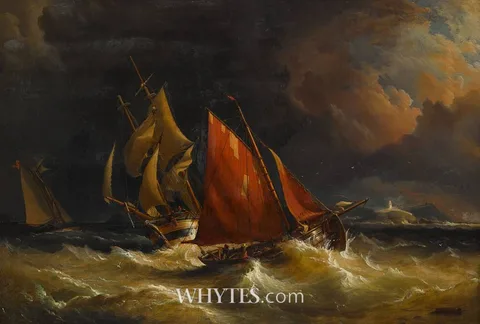 Richard Brydges Beechey, HOOKER OFF CORK HARBOUR, 1857, oil on canvas