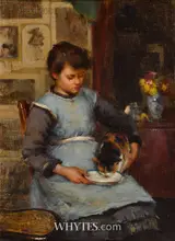 Walter Osborne, GIRL FEEDING A TORTOISESHELL CAT