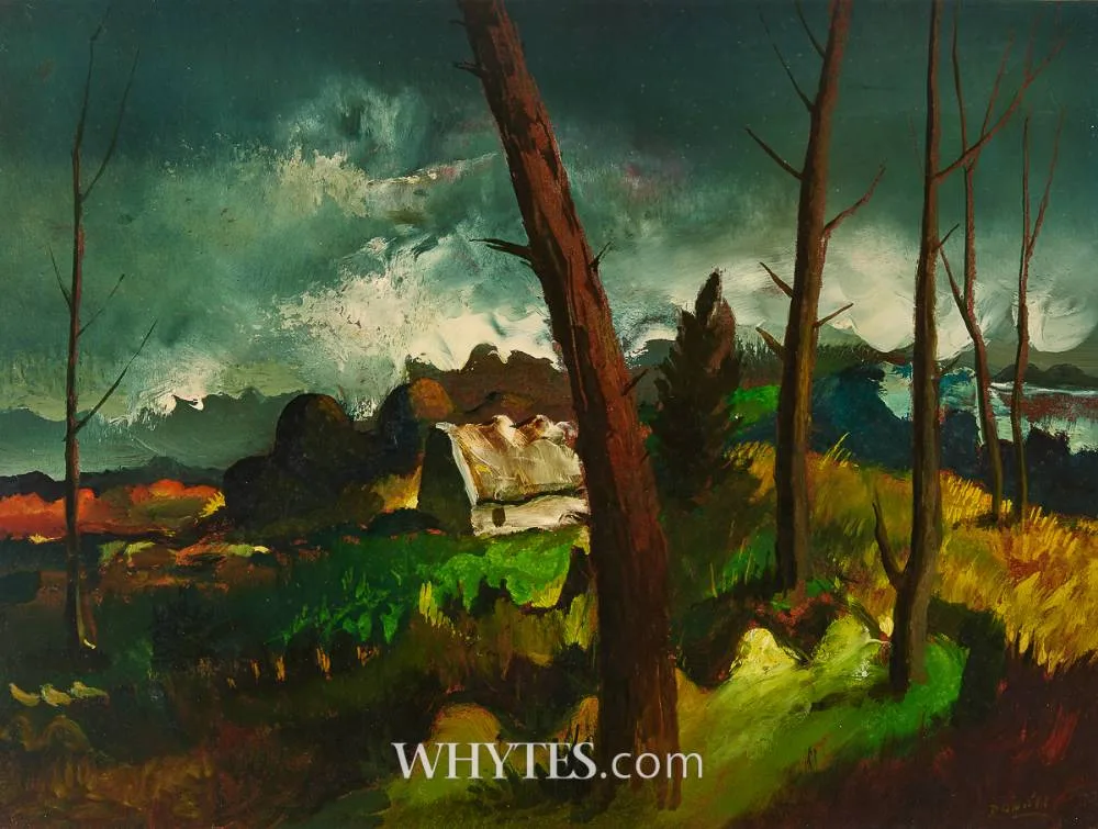 LANDSCAPE, COUNTY DOWN by Daniel O'Neill, oil on board, sold Dec 2024